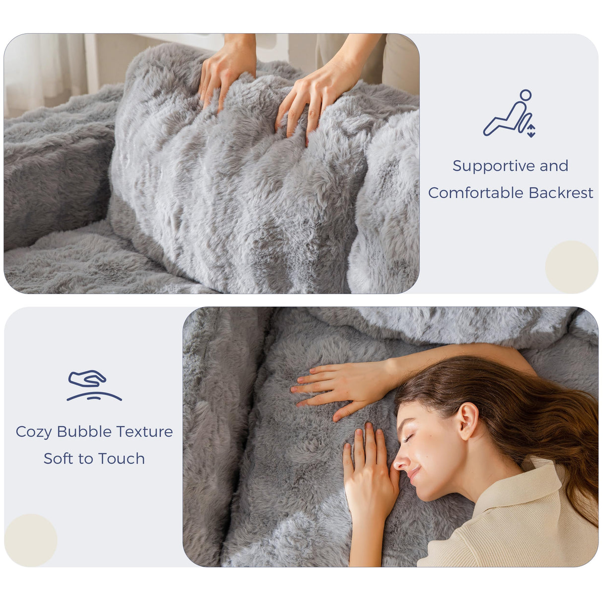 MAXYOYO Loveseat Sofa for Living Room, Small Sofa Couch Tufted Boneless Couch, Comfy Bean Bag Chair for Small Space Bedroom Apartment, No Assembly Needed, Grey MAXYOYO