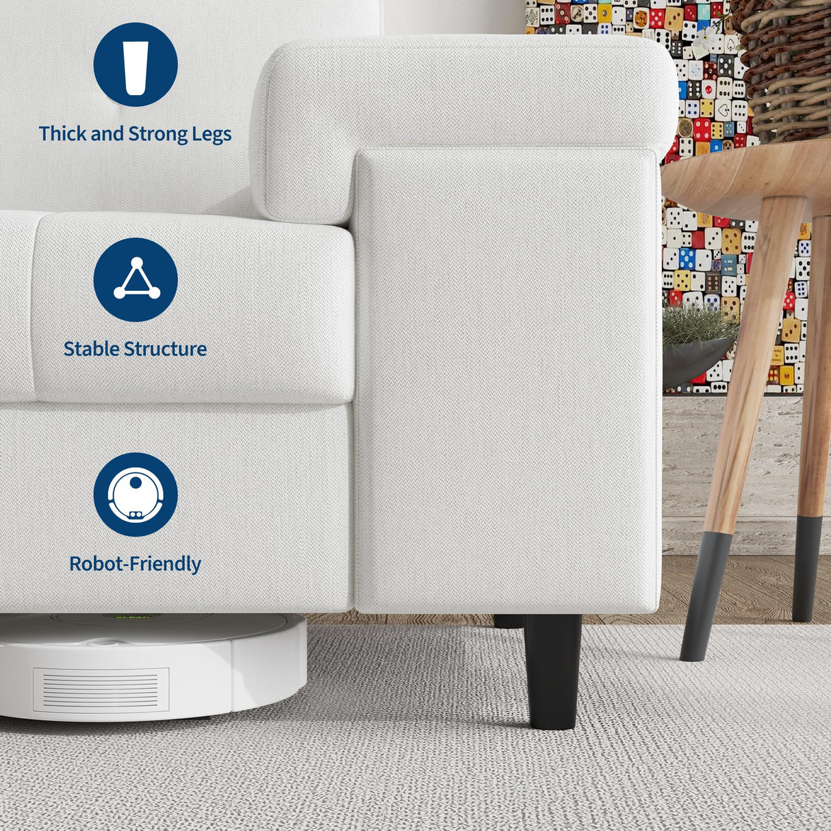 85 in Modern 3-Seater Sofa for Living Room,Chenille Fabric Deep Seat Couch with Adjustable Wide Armrests & Plush Button-Tufted Back, Comfortable Living Room and Bedroom Sofa, Easy Assembly(Beige) Garvee