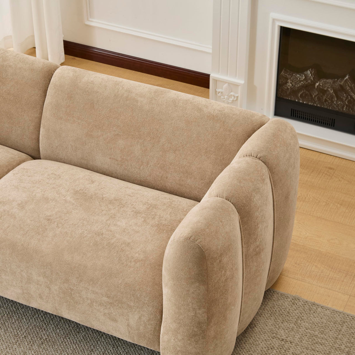 Christopher Knight Home Ahri 83'' Wood Frame Lounge Sofa Couch with Wave Design, Soft Seating 3-Seater Sofa with Armrests, Comfy Velvet Upholstered Home Sofa for Living Room and Office, Camel Christopher Knight Home