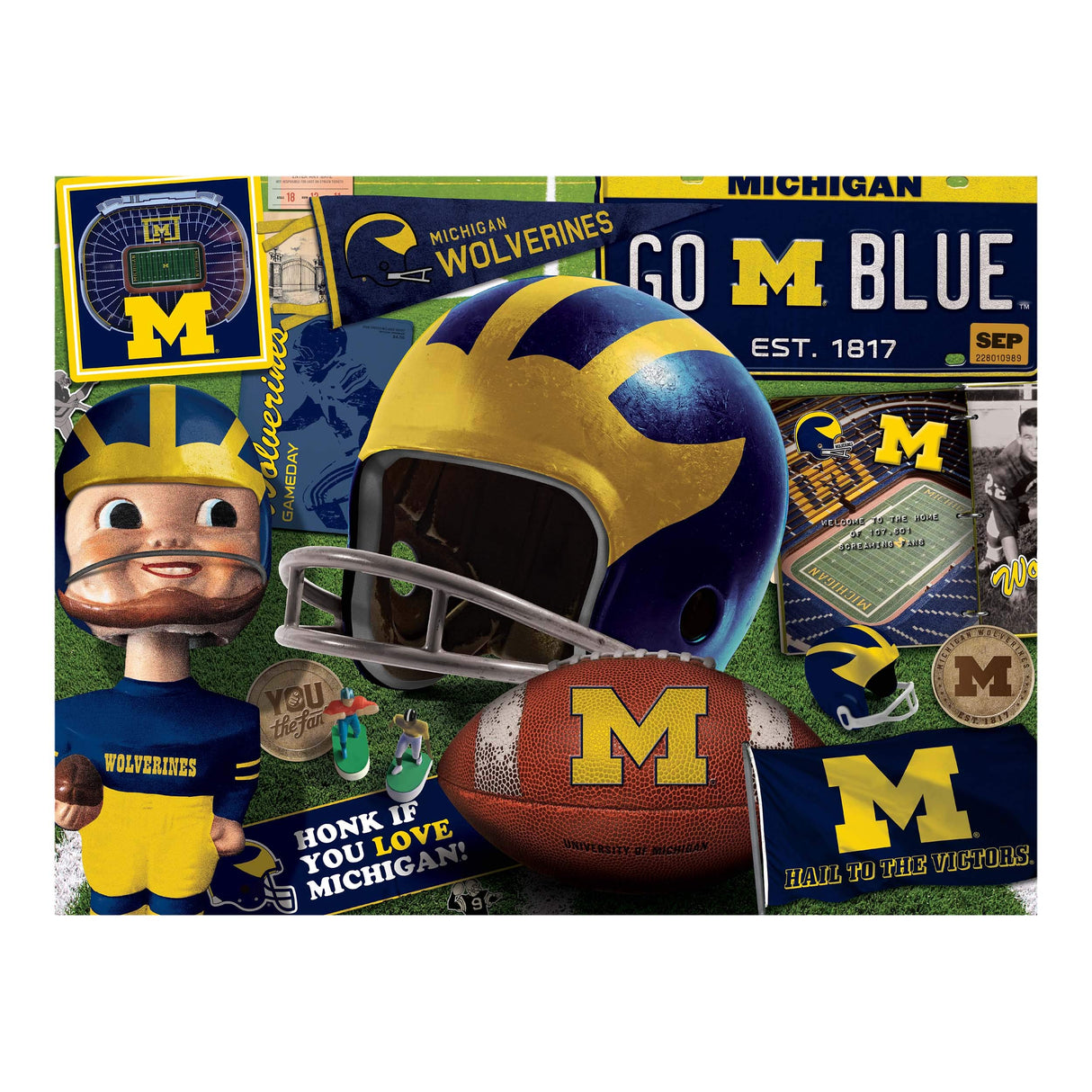 YouTheFan NCAA Michigan Wolverines Retro Series Puzzle - 500 Pieces, Team Colors, Large YouTheFan