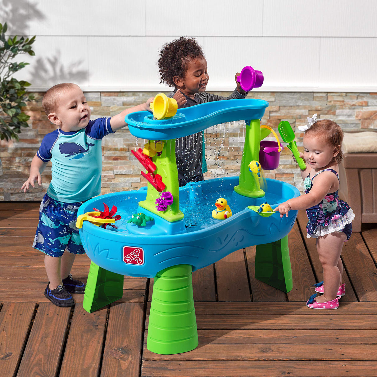 Step2 Rain Showers Splash Pond Toddler Water Table, Kids Water and Sand Activity Sensory Playset, Summer Outdoor Toys, 13 Piece Toy Accessories, For Toddles 1.5+ Years Old Step2