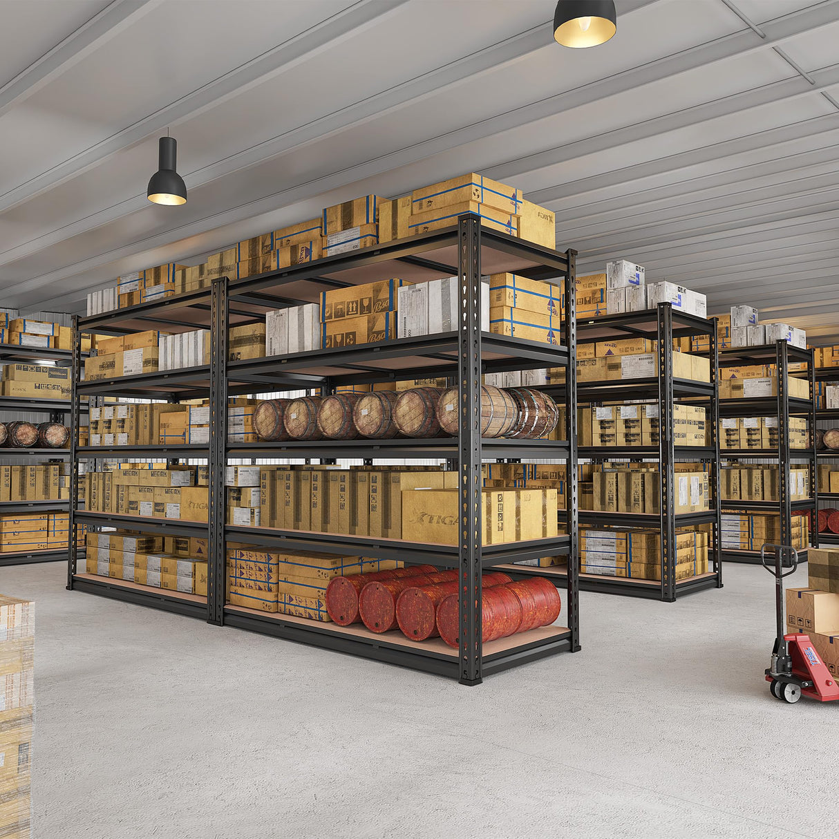 REIBII 48" W Garage Shelving 3020LBS Storage Shelves 5 Tier Heavy Duty Shelving Adjustable Garage Shelves for Basement, Warehouse, Commercial, Easy Assemble, 48" W x 72" H x 24" D REIBII