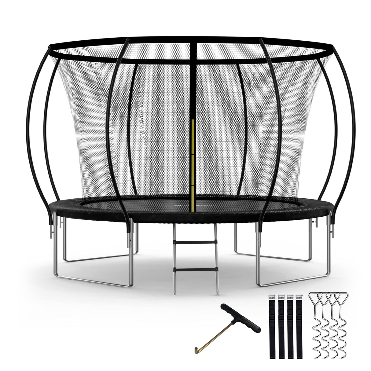 YSSOA Trampoline 12FT for Kids with Safety Enclosure Net Wind Stakes 400LBS Weight Capacity Recreational Trampolines Black Inside Net YSSOA