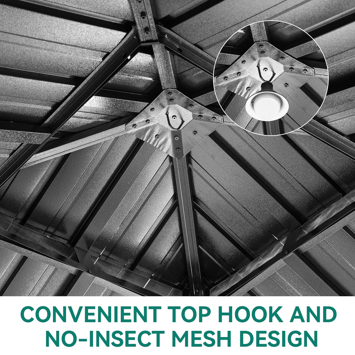 YITAHOME 10x10ft Gazebo Hardtop with Nettings and Curtains, Heavy Duty Double Roof Galvanized Steel Outdoor Combined of Vertical Stripes Roof for Patio, Backyard, Deck, Lawns, Gray YITAHOME