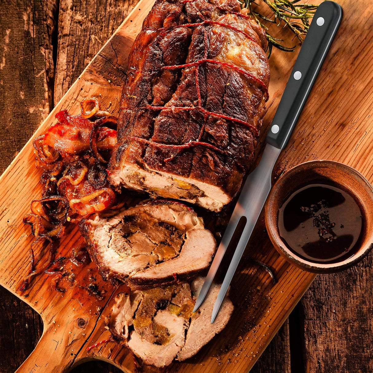 Patelai 2 Pieces Carving Meat Fork Stainless Steel Serving Fork with Plastic Handle 10.6 Inch Long Kitchen Tableware for Barbecue Turkey Dinner Cooking Patelai