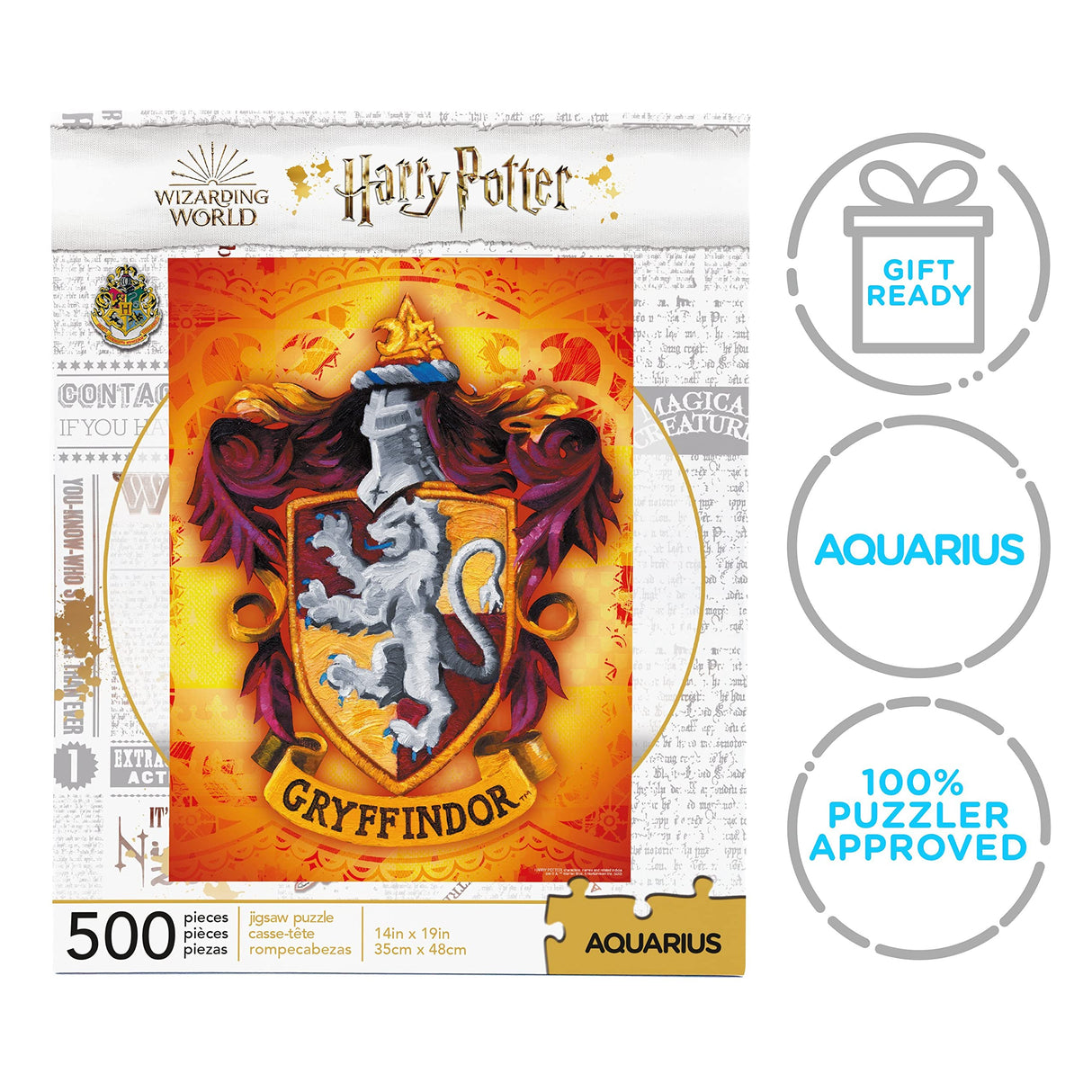 AQUARIUS Harry Potter Puzzle Gryffindor Crest (500 Piece Jigsaw Puzzle) - Officially Licensed Harry Potter Merchandise & Collectibles - Glare Free - Precision Fit - 14x19in AQUARIUS