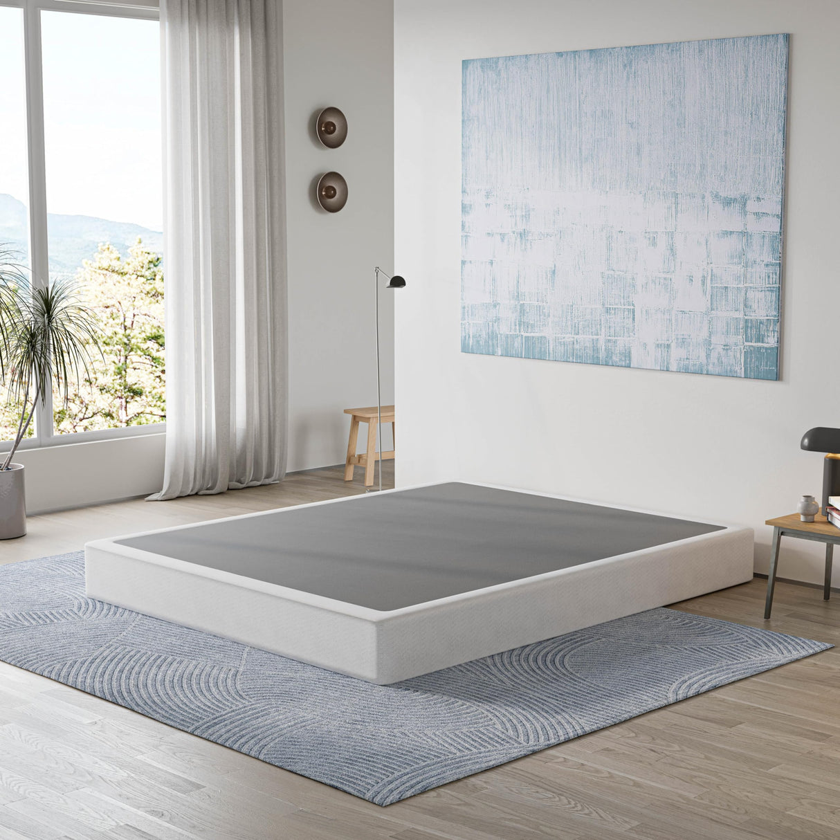 HUEIIS King Box Spring 5 Inch Low Profile Strong Metal Frame Mattress Foundation, Quiet Noise-Free,Easy Assembly, 3000lbs Max Weight Capacity HUEIIS