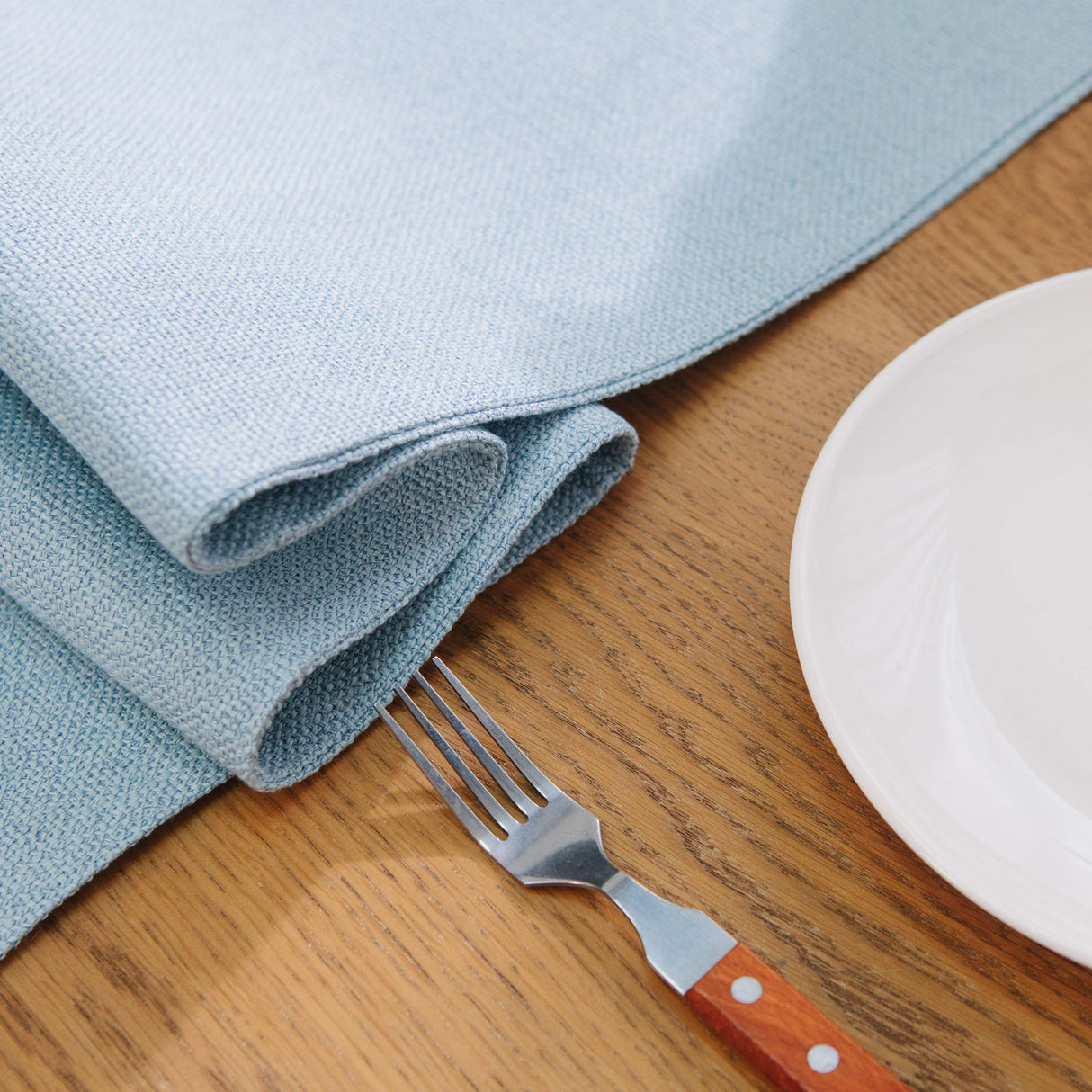 Soft Caddice Faux Linen Table Runner 2 Piece Fabric in 1 for Family Dinners or Gatherings, Indoor or Outdoor Parties, Everyday Use (12 x 72, Seats 4-6 People), Light Blue NATUS WEAVER