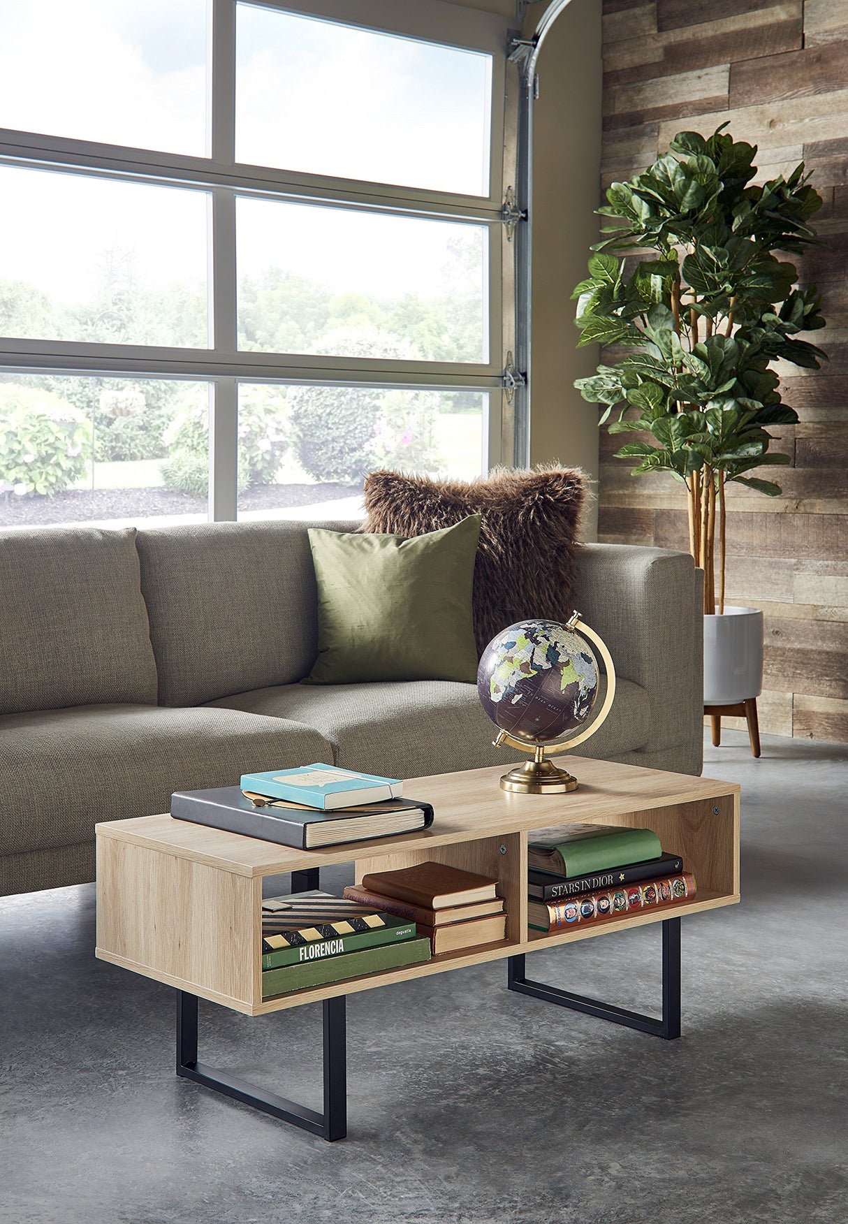 ClosetMaid 1311 Rectangular Wood Coffee Table with Storage Shelves, Natural ClosetMaid