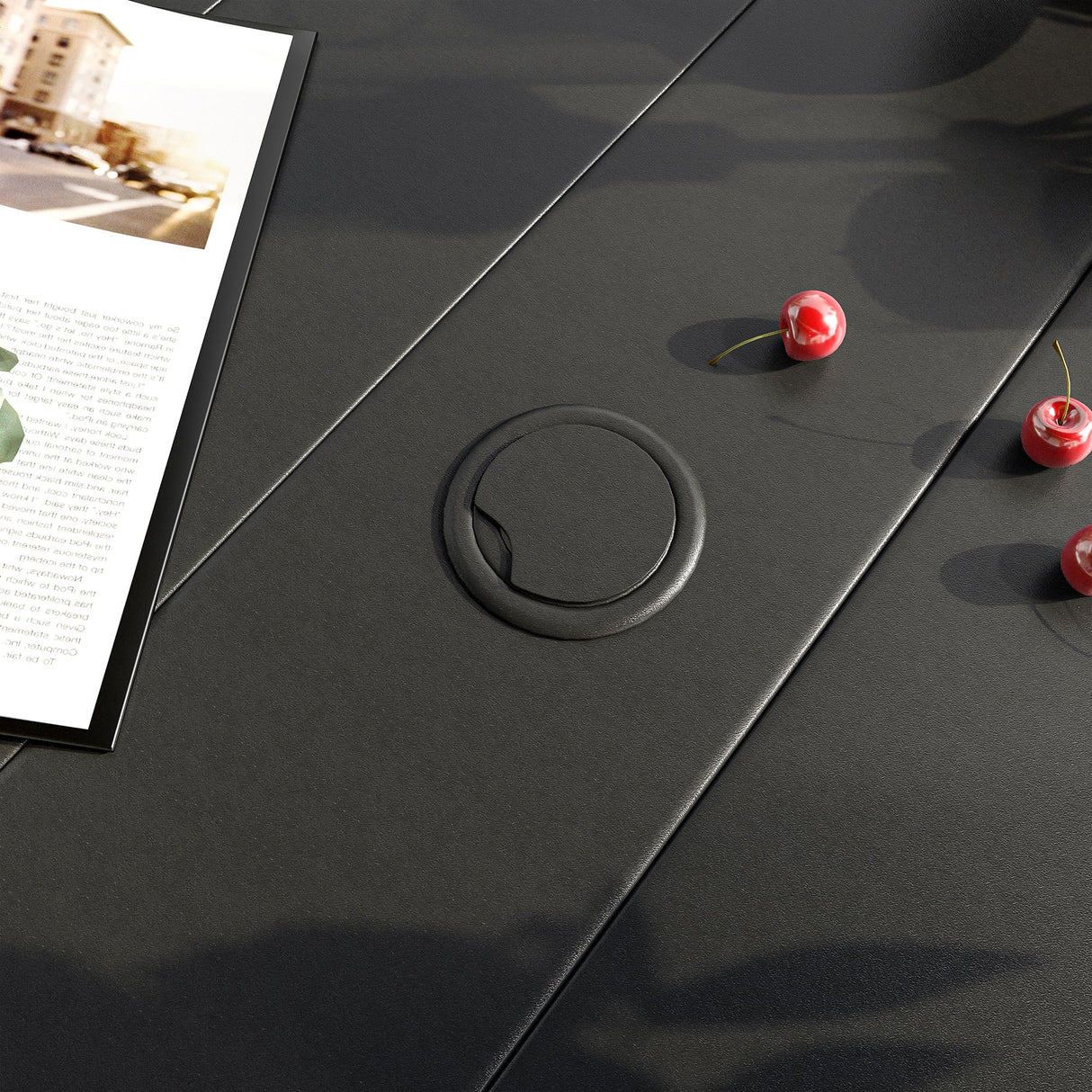 VICLLAX 35.5" Round Outdoor Bar Table, Bar Height Patio Table with Adjustable Umbrella Hole for Balcony, Black VICLLAX