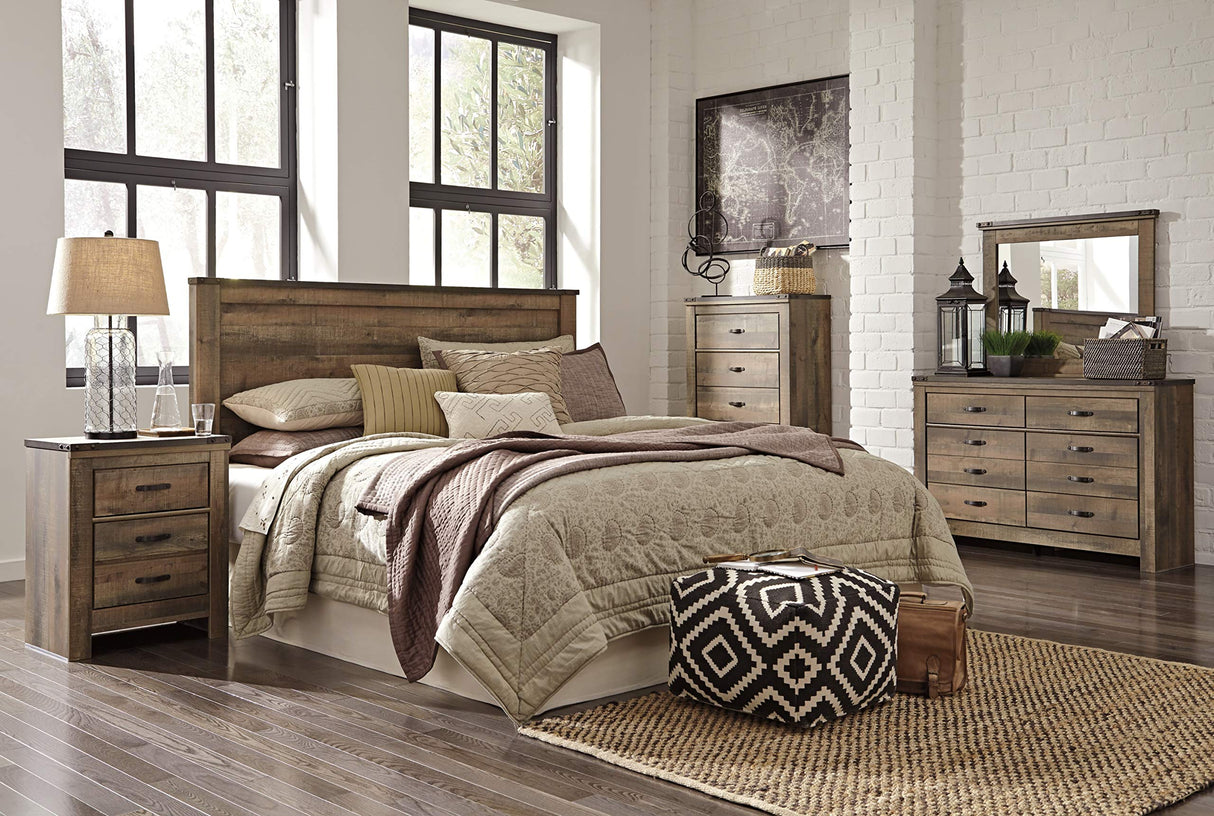 Signature Design by Ashley Trinell Rustic Panel Headboard, King/California, Warm Brown Signature Design by Ashley