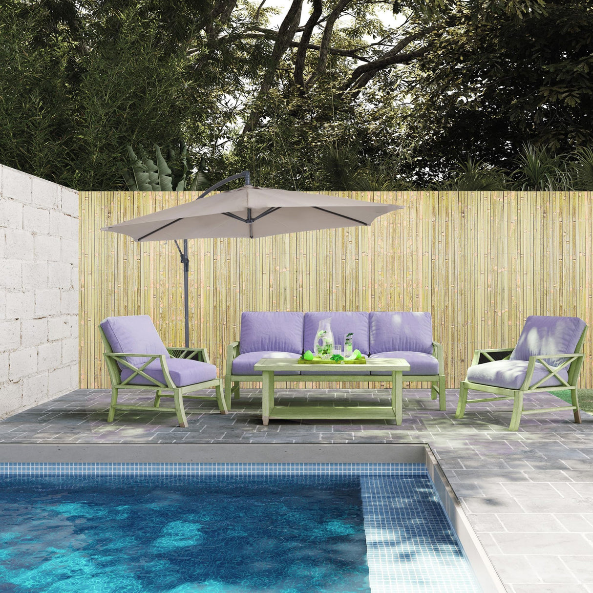 Landgarden Natural Bamboo Slat Screening, Eco-Friendly Privacy Slat Fence, Bamboo Screen Panel Roll for Balcony or as Wind and Sight Protection LANDGARDEN