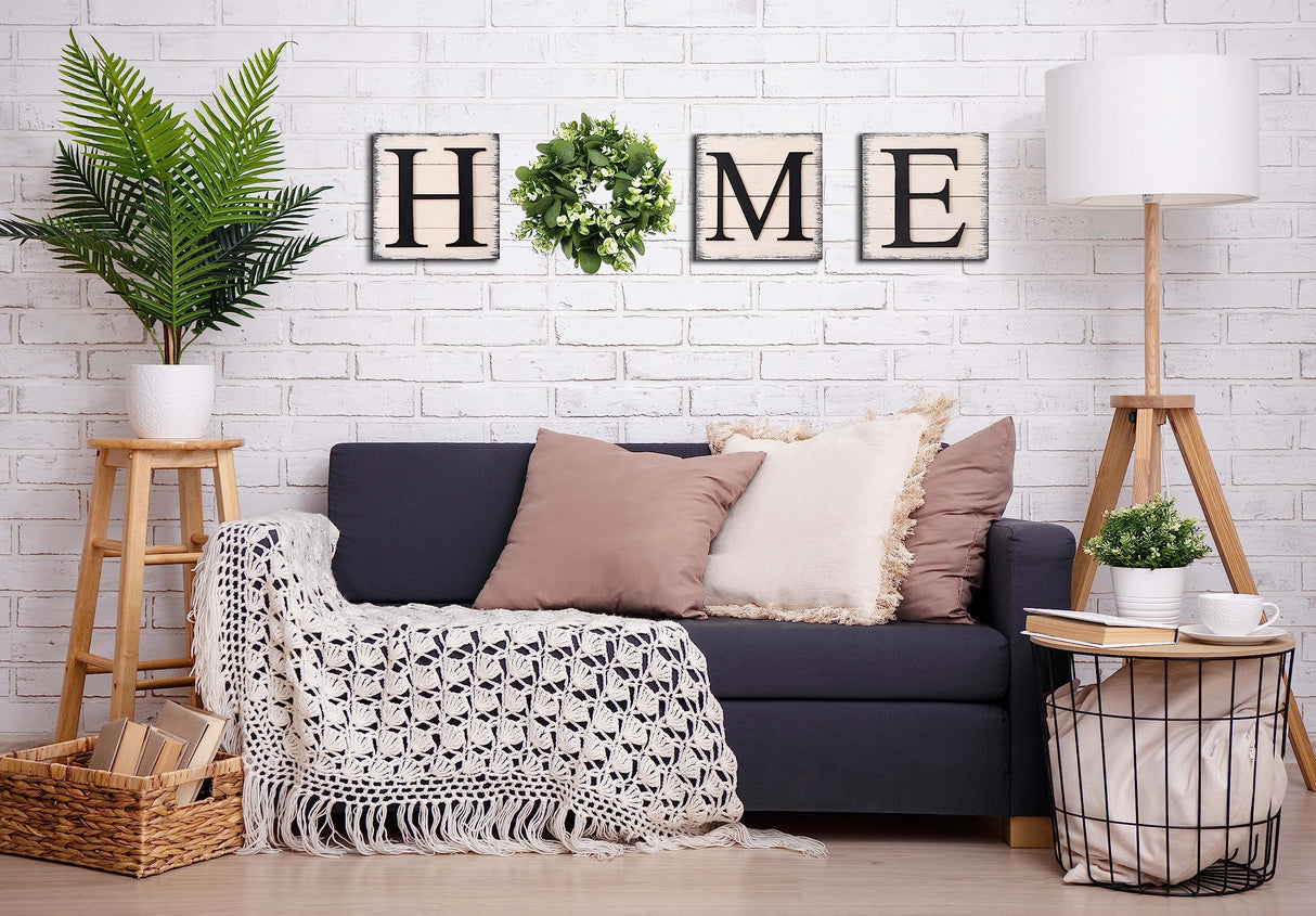 HRENCY Farmhouse Wall Decor Room Decor Wood Home Sign with Artificial Eucalyptus for O, Rustic Hanging Wooden Sign with Letters Decorative Home Decor Clearance Living Room Decor HRENCY