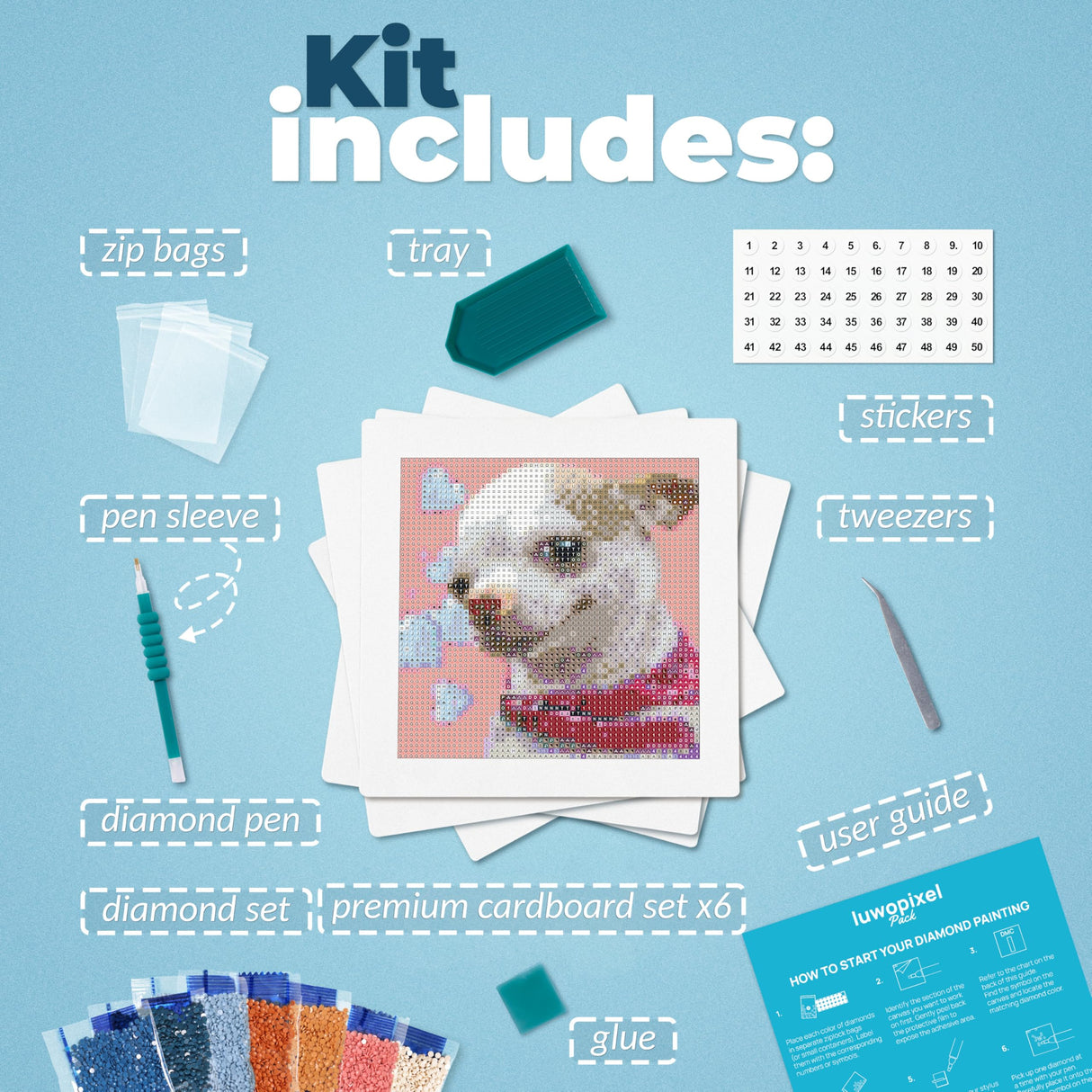 LuwoArte 6 Pack Diamond Painting Kits for Adults – Featuring Meme Doggies and Cute Dogs – Full Drill DIY Paint Gem Art for Adults – Brilliant 5D Diamond Painting Kit–Relaxing Craft for Home Wall Décor LuwoArte