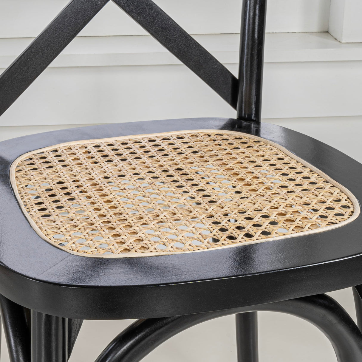 JONATHAN Y DNG1001D-SET2 Cassis Classic Traditional X-Back Wood Rattan Dining Chair French Country, Cottage, Vintage, Farmhouse, Shabby Chic, Black/Natural (Set of 2) JONATHAN Y