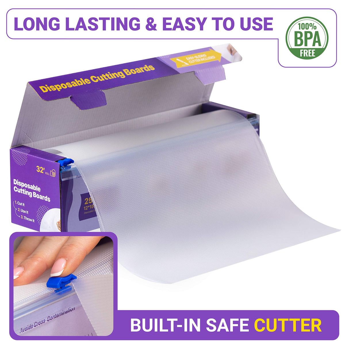 Disposable Plastic Cutting Board Sheets for BBQ & Camping – Large Flexible Chopping Boards – Cutting Mats for Kitchen and Outdoor 32' OutFormal