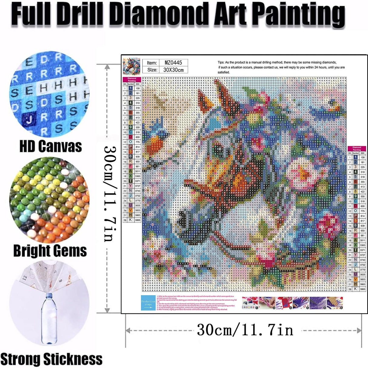 Ekuxom Horse Diamond Art Painting Kits for Adults, Round Full Drill Animal Diamond Art Kits, 5D DIY Horse Painting Crafts Home Wall Decor Gifts 12x12 inch Ekuxom