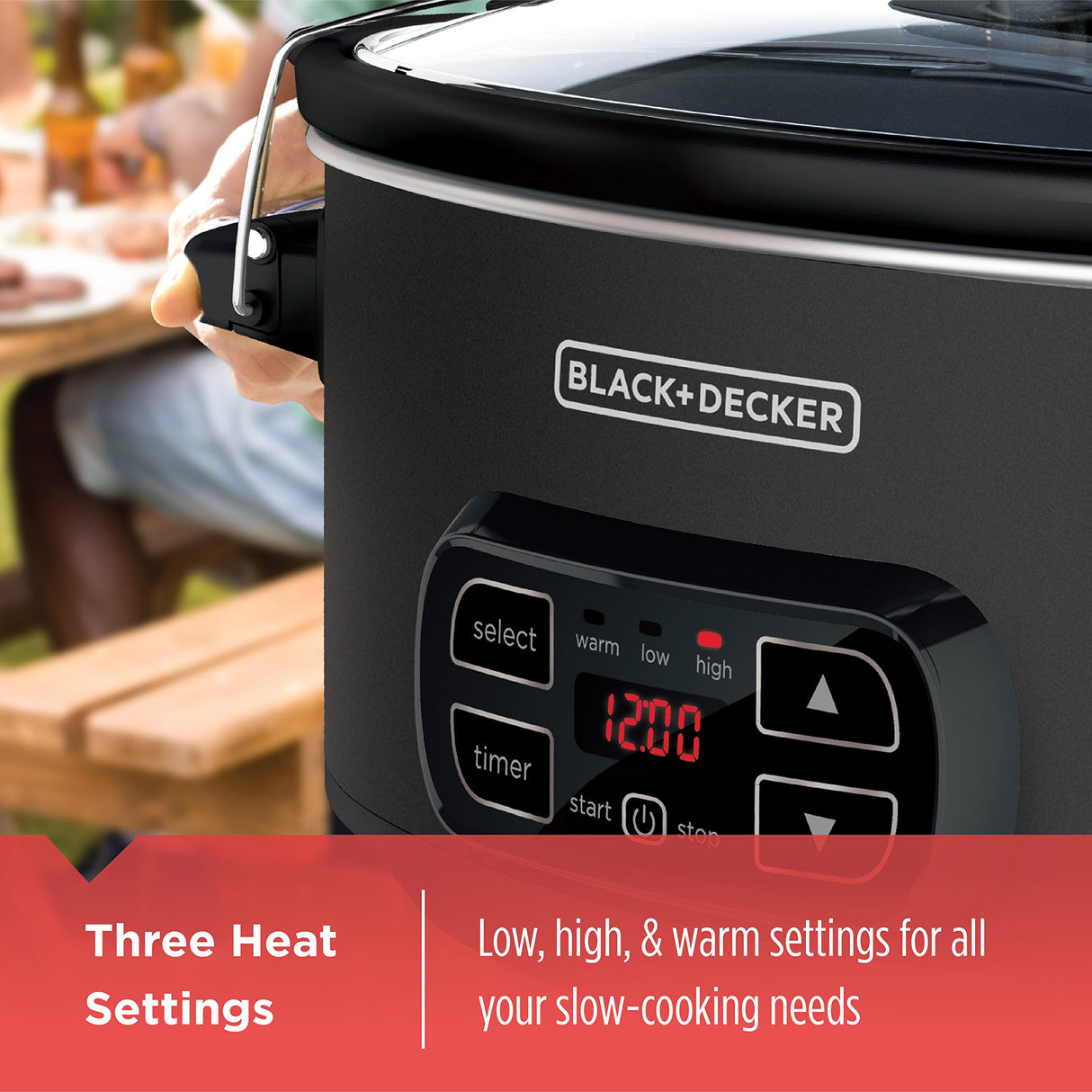 BLACK+DECKER 7-Quart Slow Cooker, SCD4007, Chalkboard Exterior, Locking Lid, 3 Heat Settings, Removable Stoneware Crock BLACK+DECKER