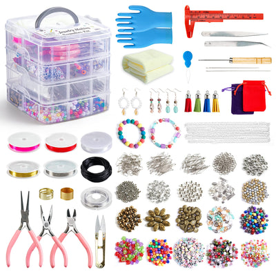 Jewelry Making Kit, 1960 pcs, Supplies Includes Beads, Instructions, Findings, Wire for Bracelet, Necklace, Earrings Making Kit for Adults by Inscraft