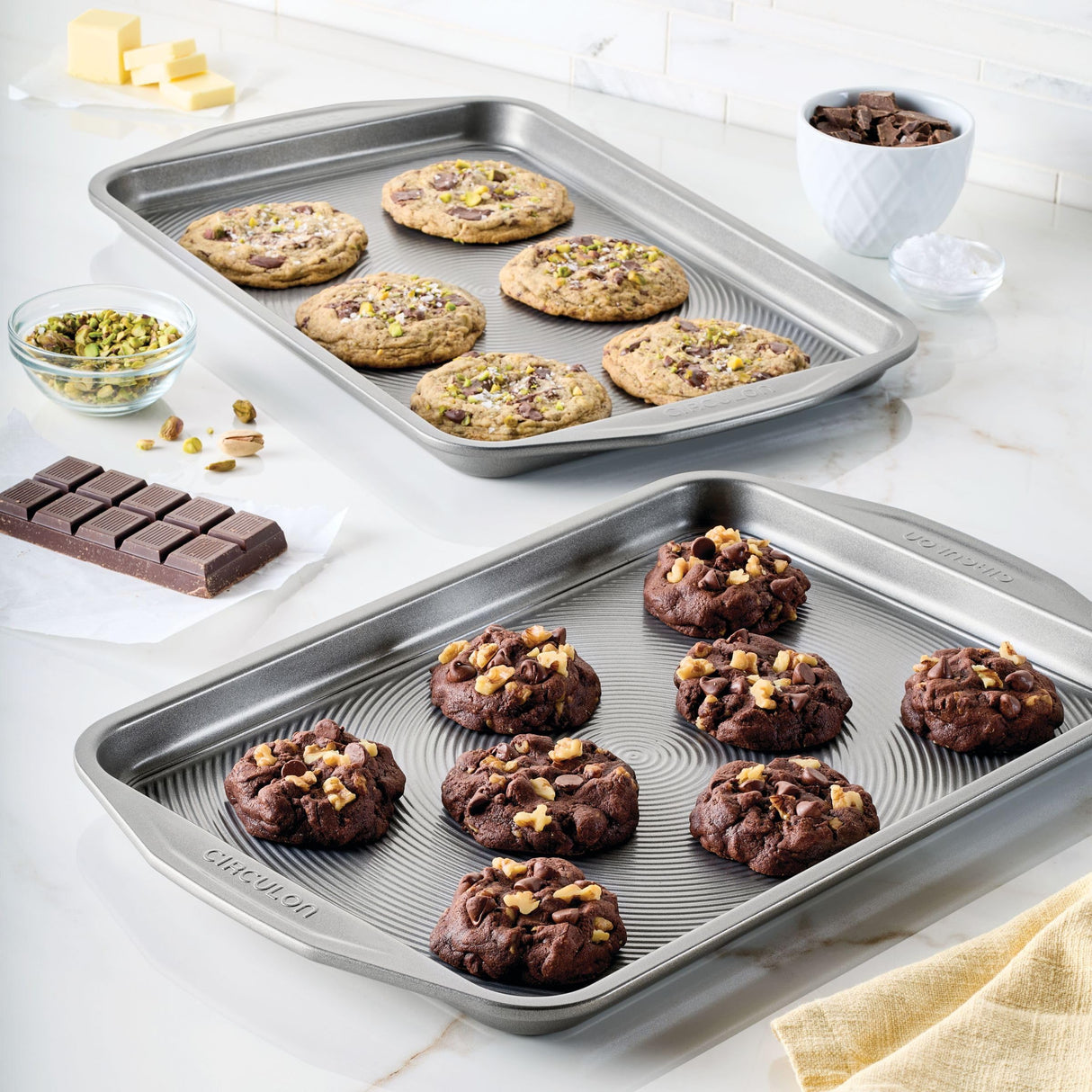 Circulon Total Bakeware Set Nonstick Cookie Baking Sheets, 2 Piece, Gray Circulon
