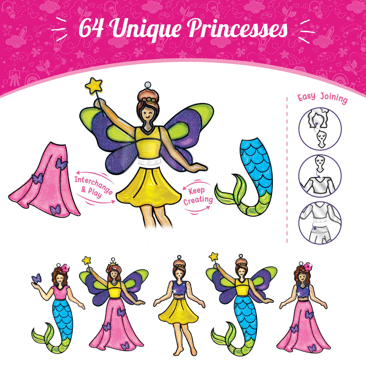 Imagimake Window Art Princess & Unicorn | Suncatcher Kit | Unicorn Toys for Girls Age 5-8 | Craft Kits for Ages 8-12 | Gifts for 5 Year Old Girls | Princess Toys Imagimake