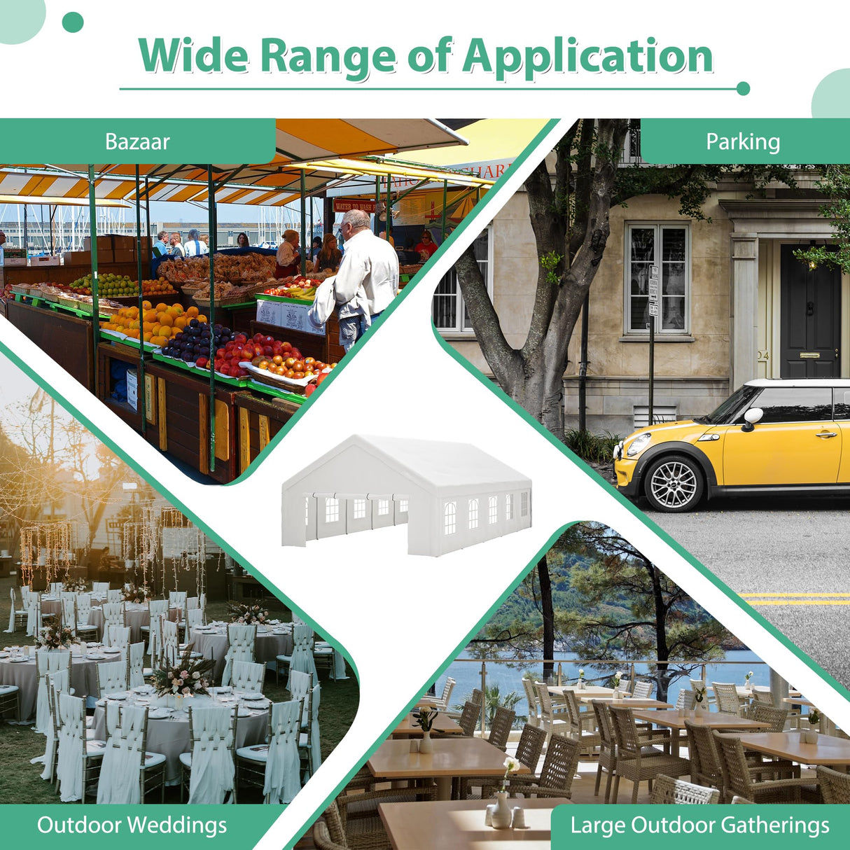 YOPTO 20x32FT Party Tent, Large Wedding Event Shelters with 3 Storage Bags & Removable Sidewalls,Outdoor Heavy Duty Canopy Gazebo Commercial Tents for Parties Carport Camping Garden Patio YOPTO