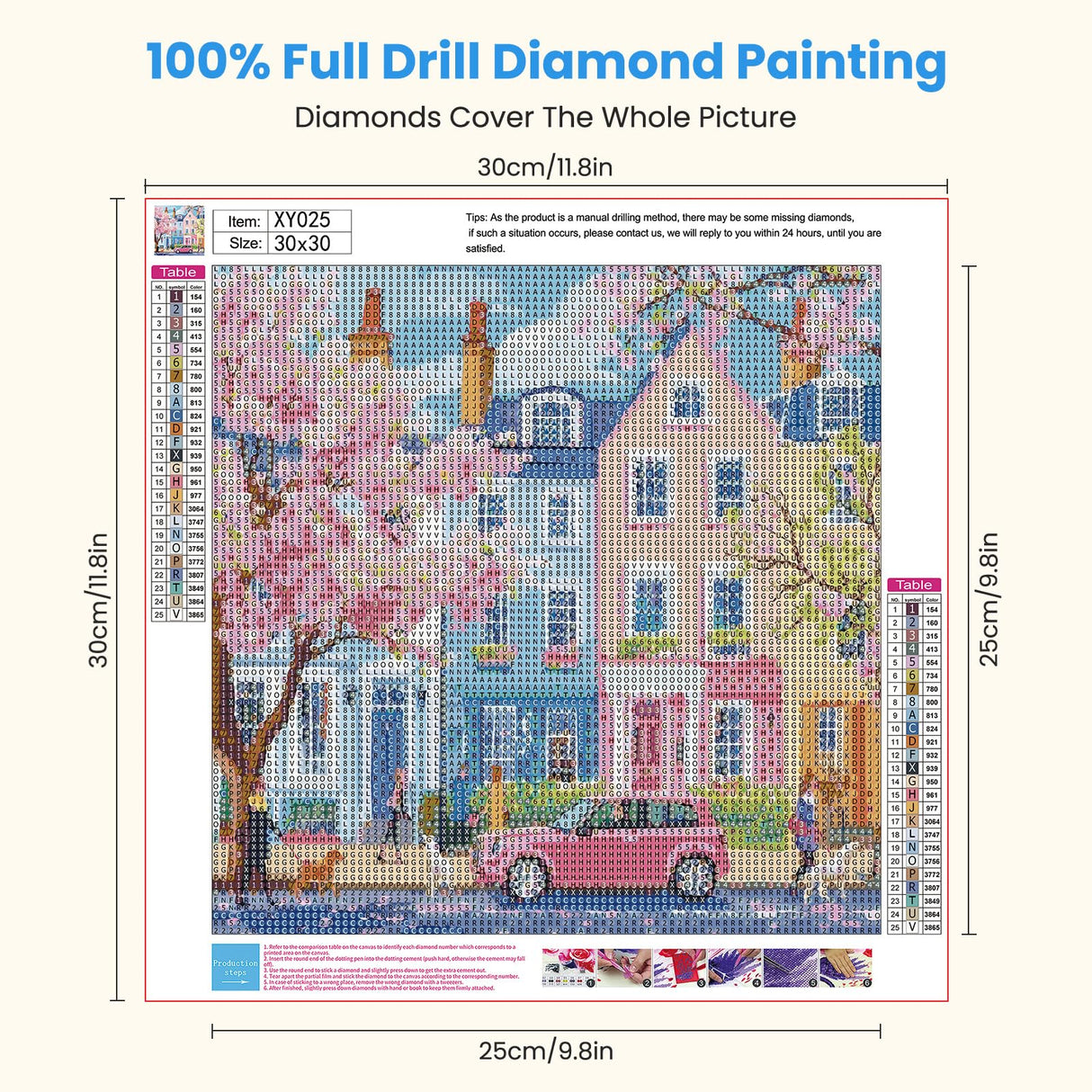 Miwixy Cherry Blossom Diamond Art Kits for Adults,Dog Spring Street Diamond Painting,Pink Car 5D Full Drill Diamond Dots Paintings,Round Diamond Art Canvas for Beginners Home Wall Decor12x12inch Miwixy