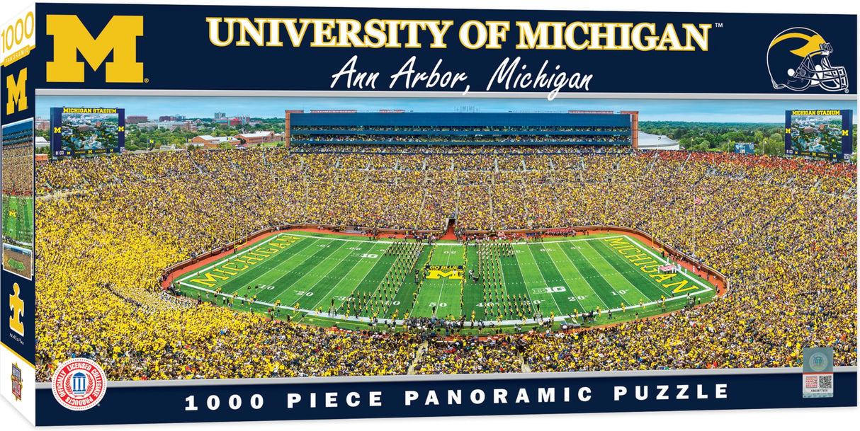 MasterPieces - 1000 Piece Jigsaw Puzzle, NCAA Michigan Wolverines, Panoramic Football Stadium View, Fun for Adults and Family, 13" x39 Masterpieces