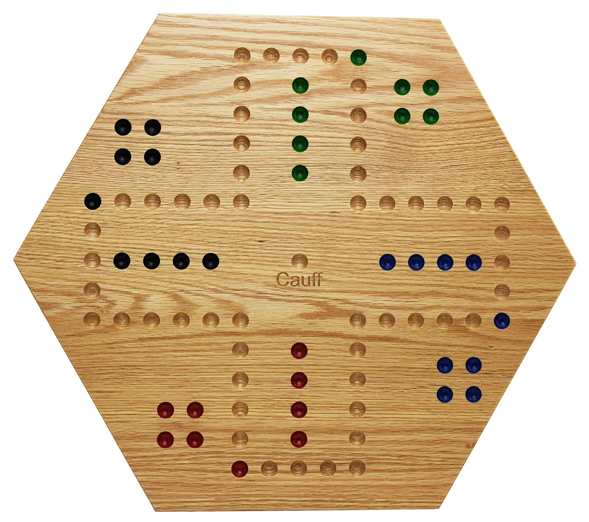Solid Oak Double Sided Marble Board Game Hand Painted by Cauff (20 inch) Cauff