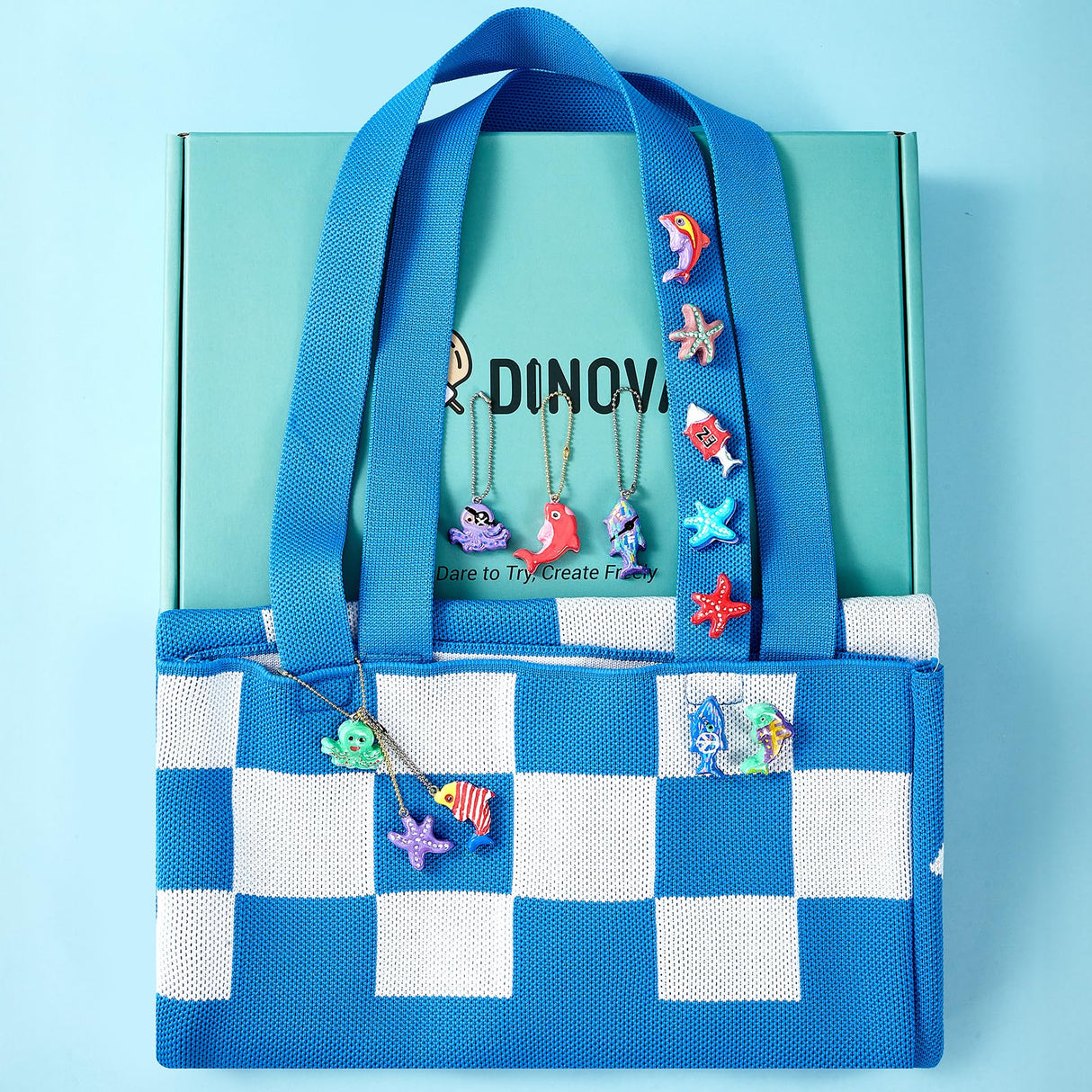 DINOVAT Air Dry Clay Pottery Kit for Adults - DIY Craft Kit Includes:500gClay, 13 Acrylic Paint Pens,Clay Mold,GlossVarnish,Tools & Step-by-Step – Perfect for Pendants, Brooches DINOVAT