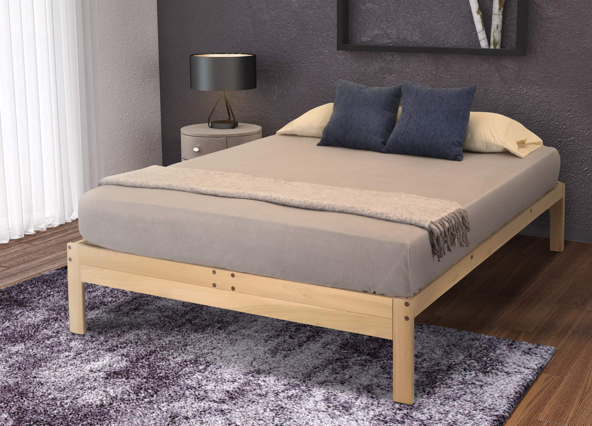 Nomad Platform Bed - Full Size Unfinished Wood Frame with Minimalist Swedish Design KD Frames