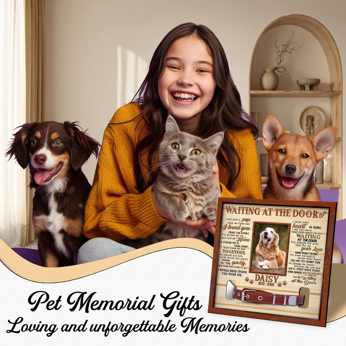 Nestura Custom Dog Collar Frame Memorial β Pet Loss Shadow Box with Photo and Collar Slot β Dogs Remembrance Gift for Passing Away β RIP Dog Tribute Display Nestura