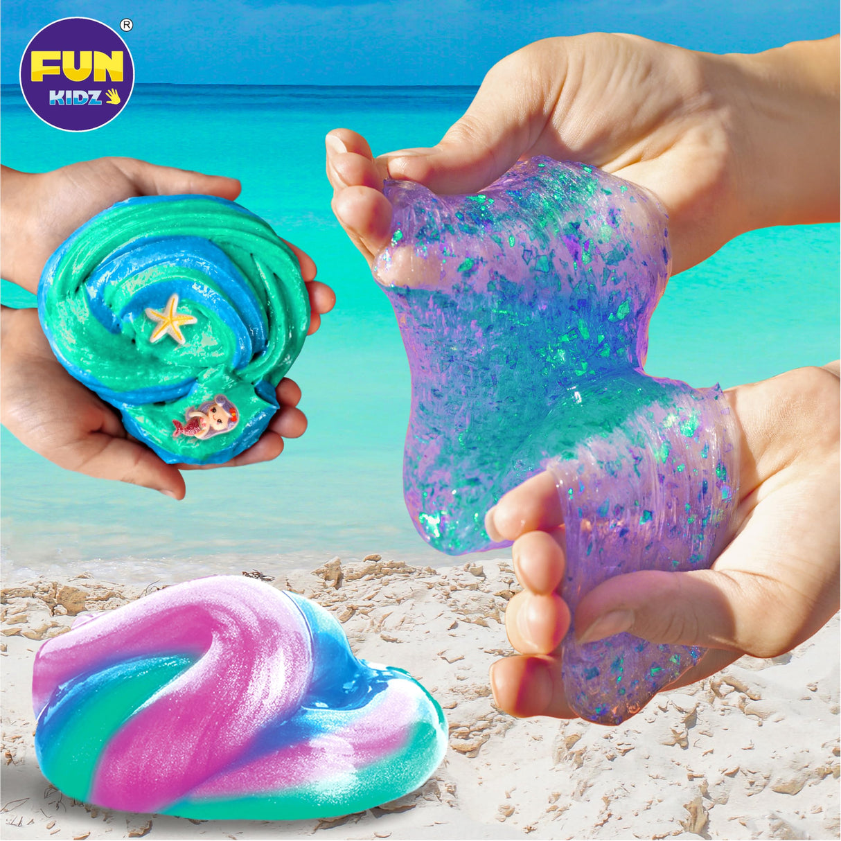 Summer Gift Mermaid Slime Kit for Girls, FunKidz Shimmer Slime Making Kit for Kids Age 8-12 DIY Soft Glitter Glossy Metallic Slime Toy FUN KIDZ