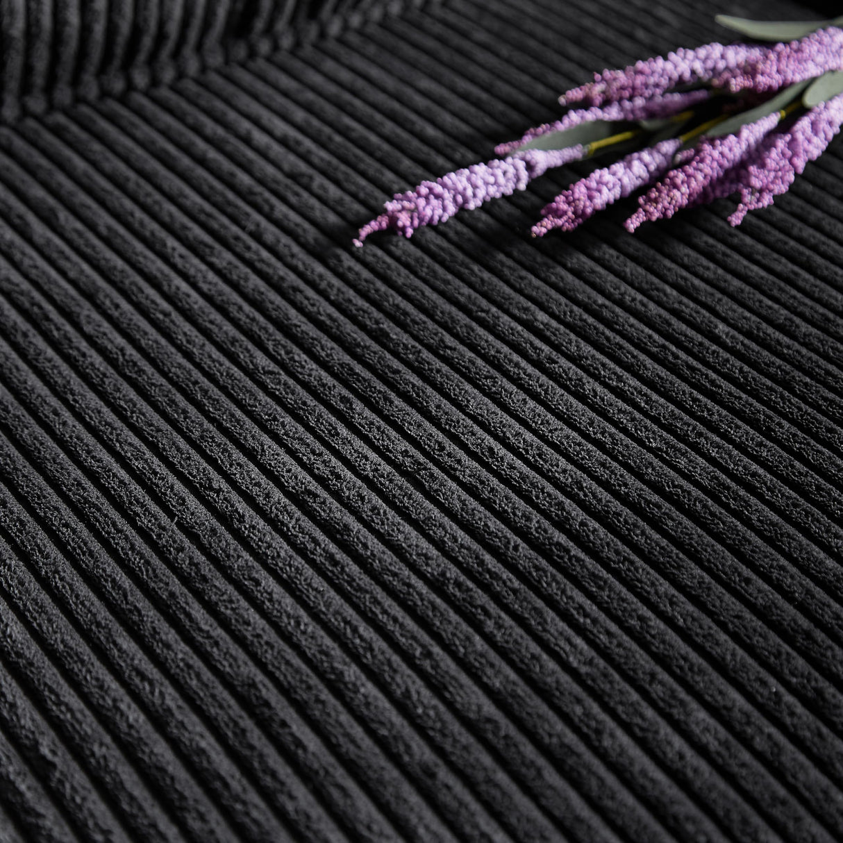 83.86" Couch Sofa with Extra Deep Seat, Modern Corduroy Fabric Sofa Cloud Couch with 2 Cup Holders, Comfy Upholstered 3 Seater Sofa Bed Couches for Living Room, Apartment, Office, Black SLEERWAY