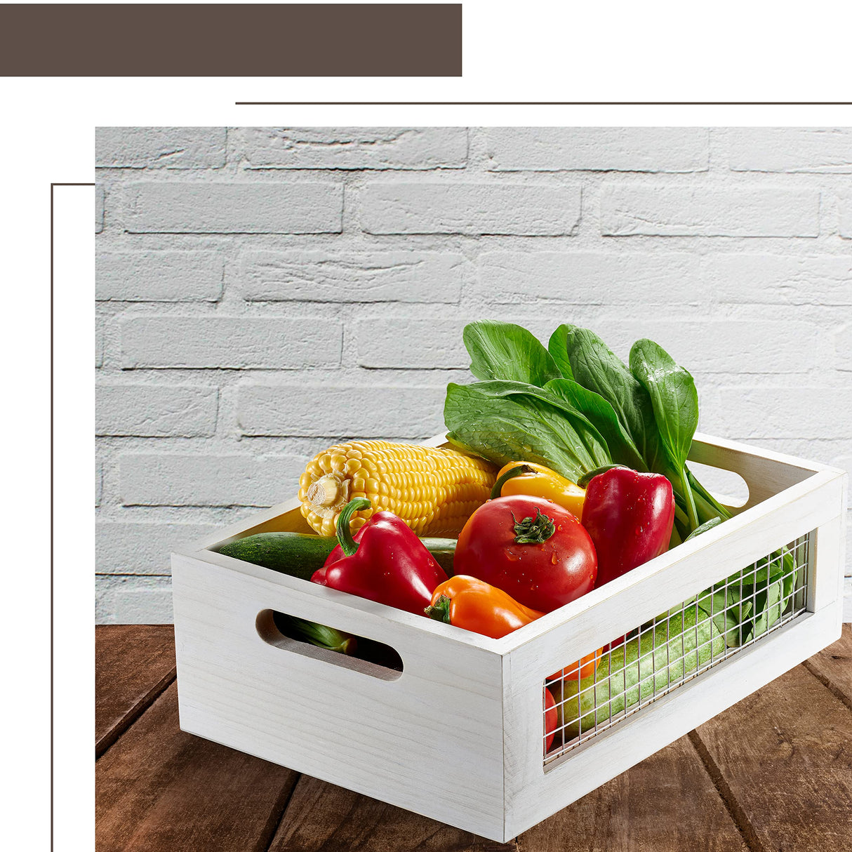 NAGAWOOD Wooden Countertop Baskets Set of 2 for Kitchen, Bathroom, Pantry|Wall Mount Upgrade with Full Accessories| Rustic Nesting Boxes|Wooden Organizer Crates for Fruit, Vegetables, Produce, Bread NAGAWOOD