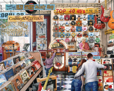 Majestic Value Brand 1000 Piece Jigsaw Puzzle of a Nostalgic Vinyl Record Shop