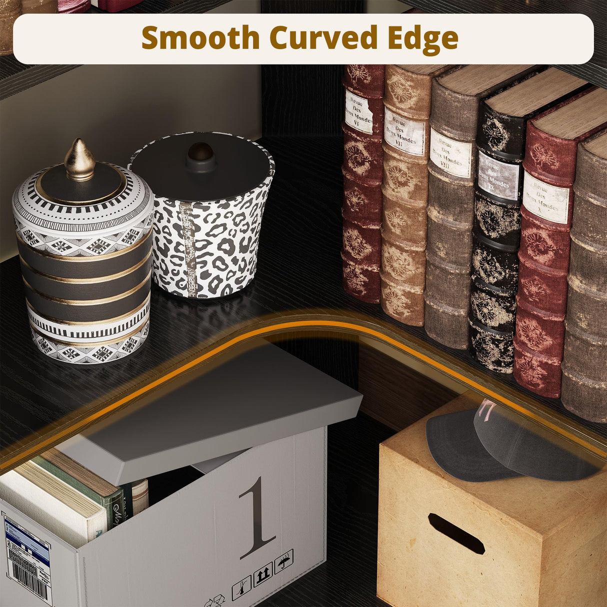 IRONCK Corner Bookshelf, 80.3" Tall Corner Bookcases with Anti-Drop Panel, Corner Shelf Storage Display Rack for Living Room Home Office, Black IRONCK