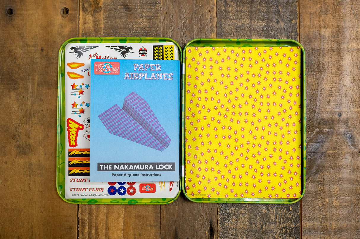 Bendon TS Shure Paper Airplanes Mini Activity Tin with 20 Paper Airplanes and Sticker Sheet 50435 Bendon