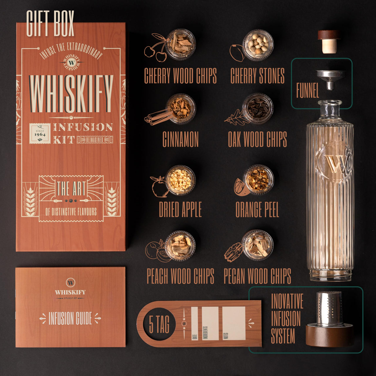 DIY Whiskey Gifts for Men - Whiskey Making Kit Complete with Botanicals, Wood Chips & Whiskey Decanter Set for Men - Bourbon Gifts for Men Who Have Everything with Whiskey Infusion Kit by Whiskify Whiskify