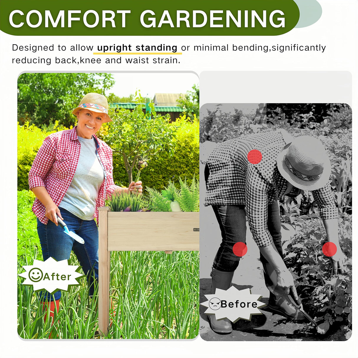 ZSYWODFO 48x24x30in Raised Garden Bed,Wooden Raised Garden Beds Outdoor,Elevated Wooden Planter Box with Legs for Backyard/Patio/Gardener,210lb Capacity-Natural ZSYWODFO