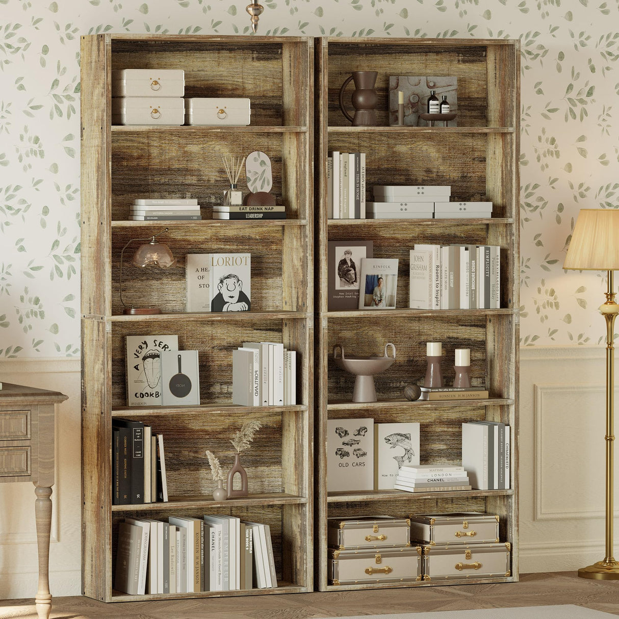 IRONCK Bookshelves and Bookcases Set of 2 Floor Standing 6 Tiers Display Storage Shelves 70 in Tall Bookcase Home Decor Furniture for Home Office, Living Room, Bed Room IRONCK