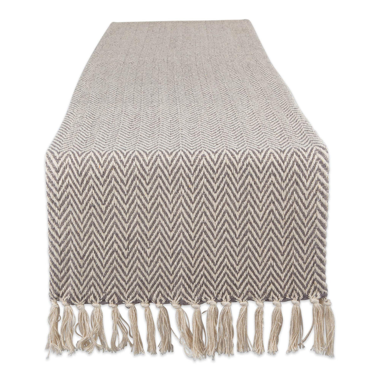 DII Woven Basic Tabletop Collection Chevron Table Runner, 15x72, Gray DII