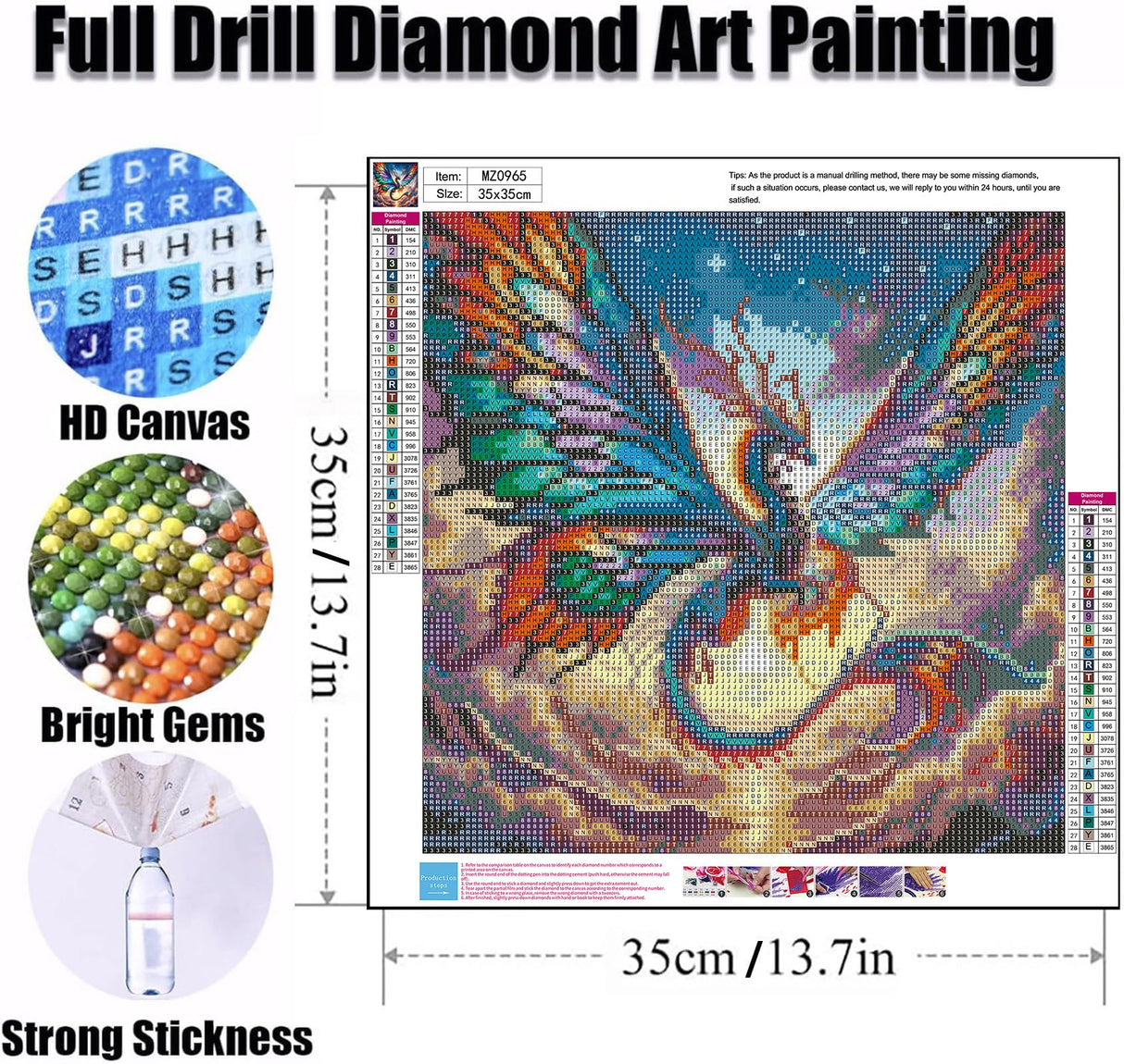Ekuxom Dragon Diamond Art Kits for Adults, 5D Diamond Painting Kits for Beginners, DIY Round Full Drill Diamond Gem Art Kits for Crafts Home Wall Decor Gift 14x14 inch Ekuxom
