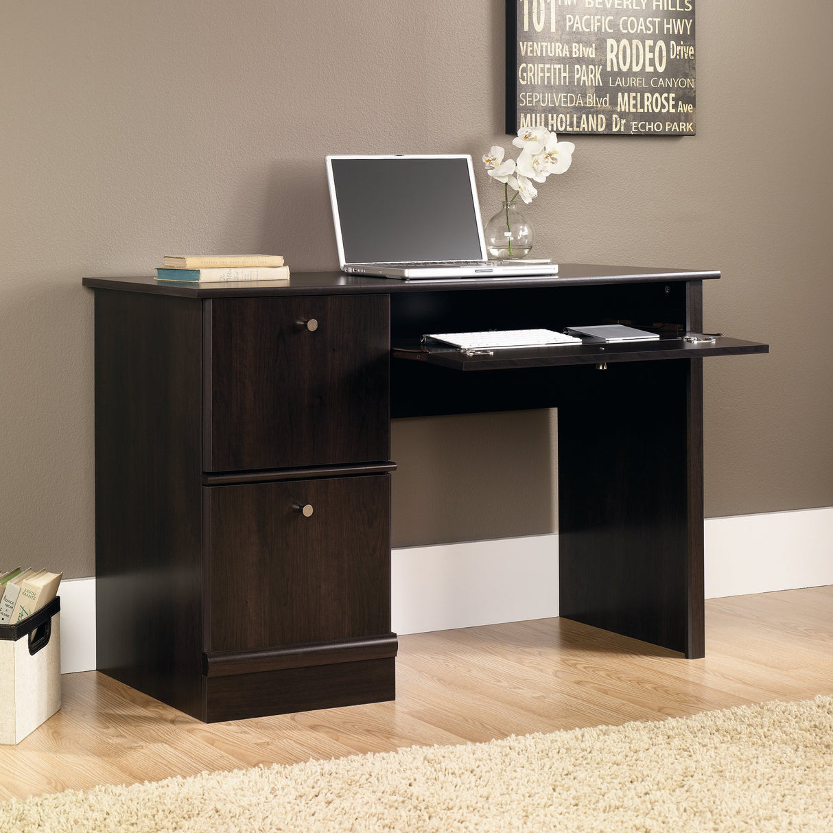 Sauder Computer Desk, Cinnamon Cherry Finish Sauder