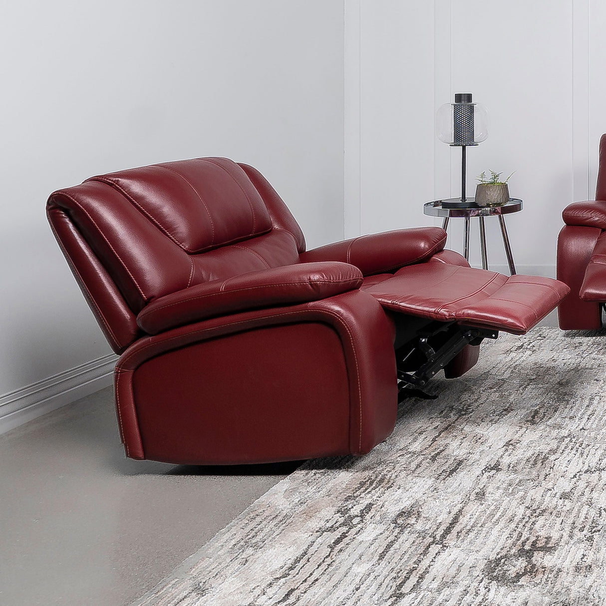 Coaster Home Furnishings - Camila - Leatherette Upholstered Glider Recliner Chair - Manual Recline, Padded Armrests, Plump Back, Smooth Gliding Motion - Living Room - 38-Inch - Red - 610243 Coaster Fine Furniture