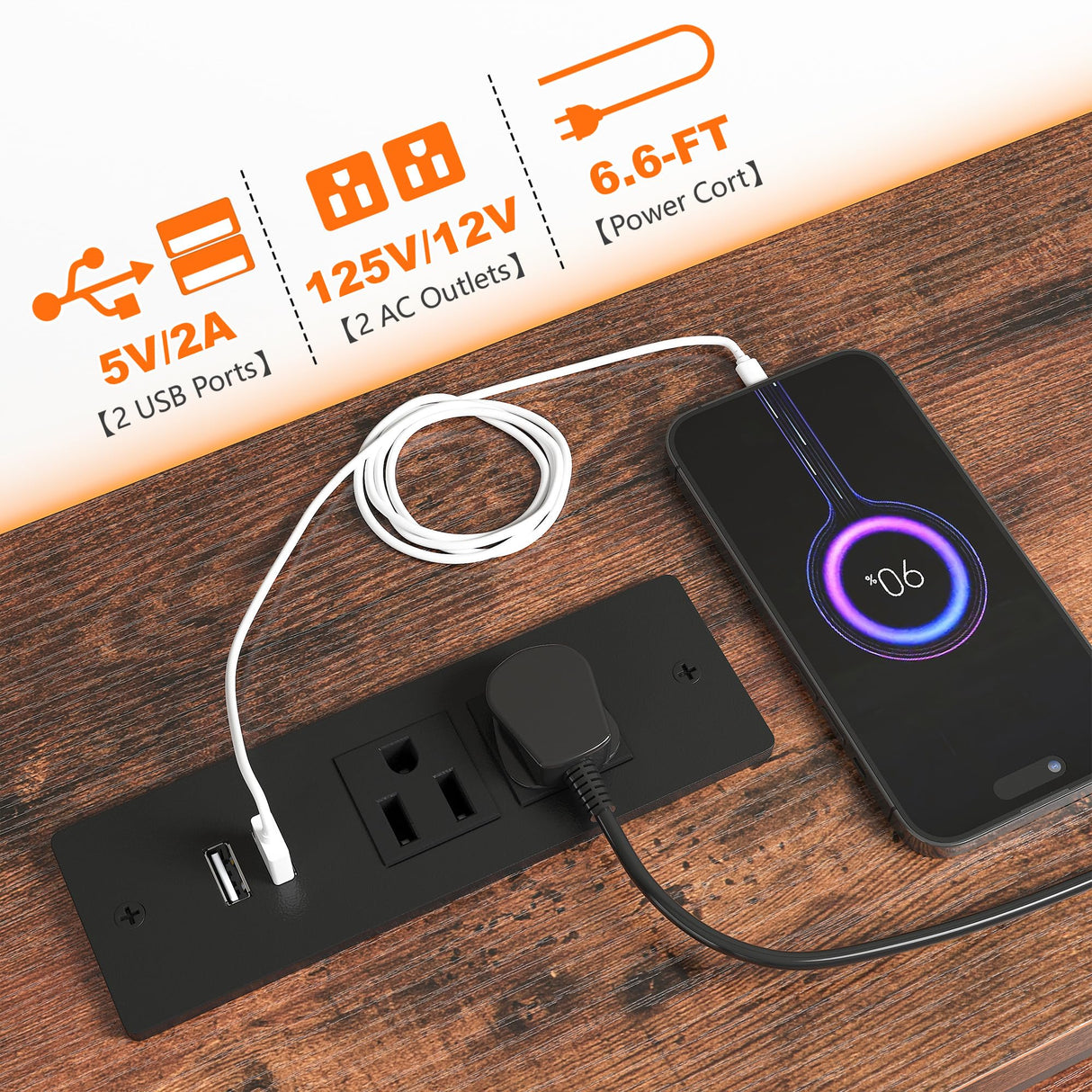 EnHomee 55" W Dresser for Bedroom with 10 Drawers Long Dresser with LED Lights & Power Outlets Wide Dressers & Chests of Drawers Large Dresser for Bedroom Dresser Metal Frame, Wood Top, Rustic Brown EnHomee