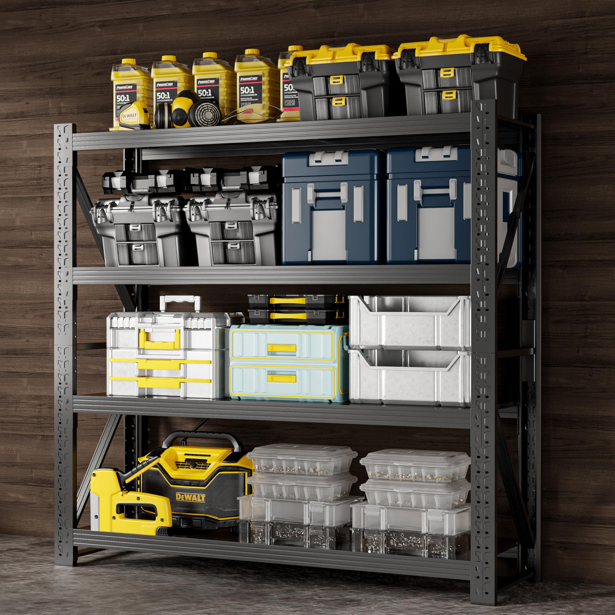 Vlriis 5000LBS Heavy Duty Garage Shelving Units, 78.7" H Adjustable Storage Shelves, Metal Storage Racks Industrial Shelving Utility Shelf for Warehouse, Basement (Black, 78.7" H x 59.1" W x 19.7" D) Vlriis