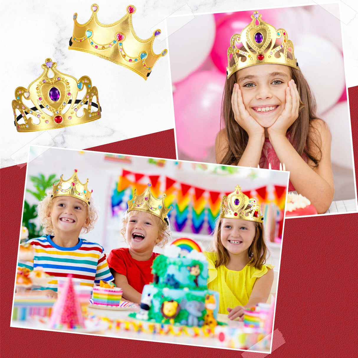 Yaomiao 44 Pcs Foam Crowns for Kids Princess Tiaras Crowns Bulk Diamond Sticker Making Kits for Birthday Party Supplies(Vintage Style) Yaomiao