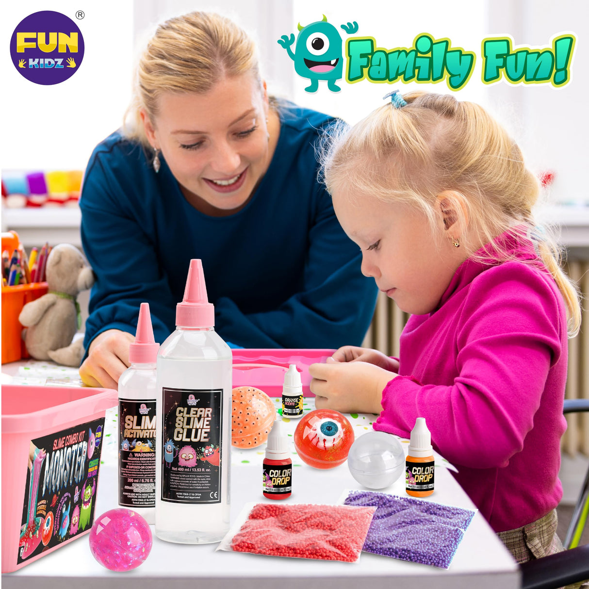 Halloween Toy Monster Slime Kit for Girls Ages 6-12, FunKidz Glow in Dark Slime Making Kit for Kids Make Soft Slime Balls with Photochromic Powder Kid Ideal Party Gifts FUN KIDZ