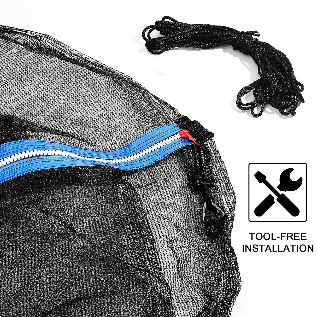 Trampoline Net Replacement Trampoline Safety Round Frame Enclosure Weather Resistant Breathable Net with Double Headed Zippers(6 Straight Poles,16 FT) Jexine